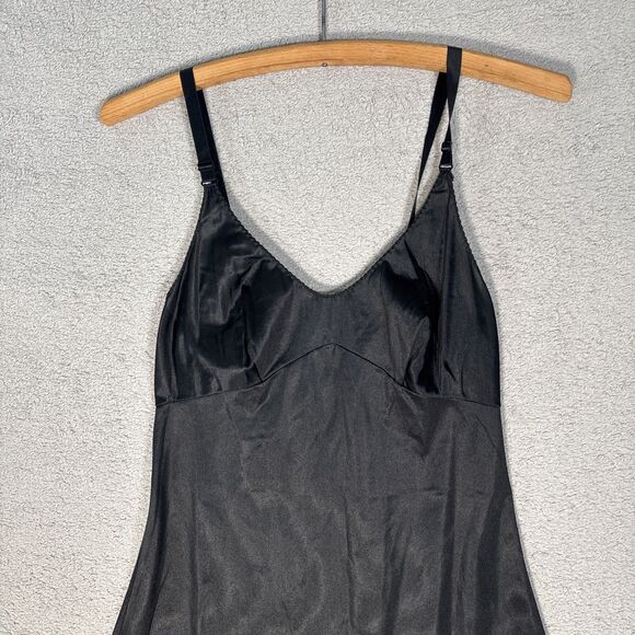 Vintage Sears XXS The Doesn’t Slip Black Camisole Midi Negligee Goth Romantic - Picture 2 of 16